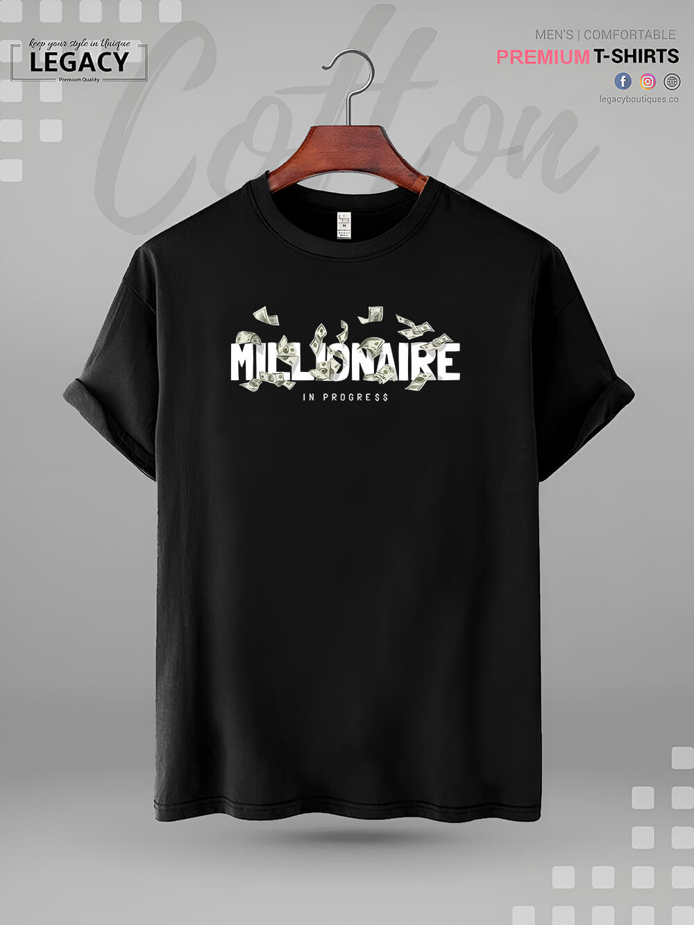 Millionaire In Progress Print Good Quality Men&