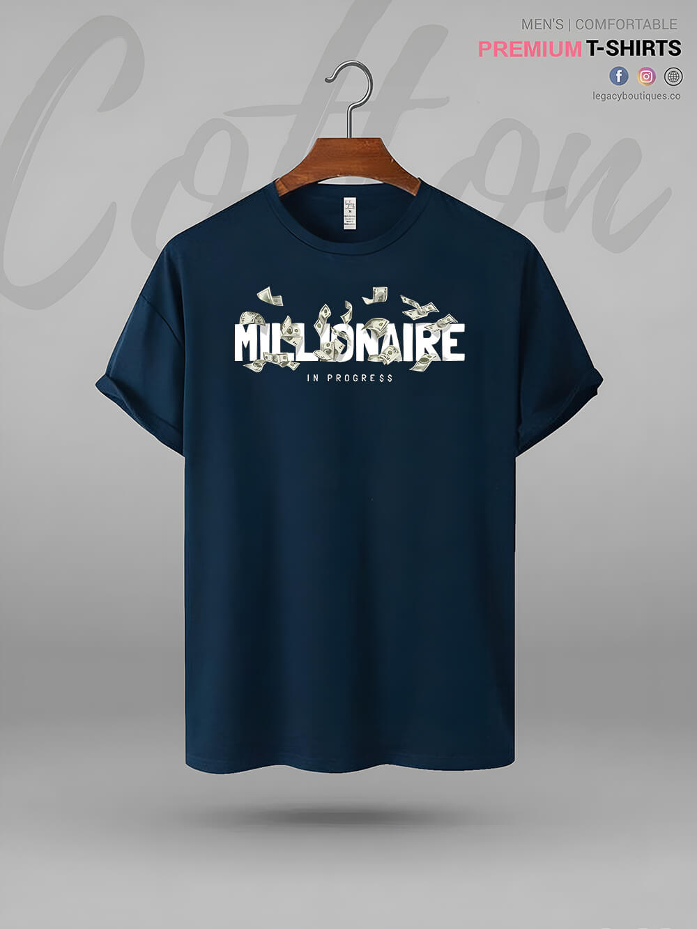 Millionaire In Progress Print Good Quality Men&