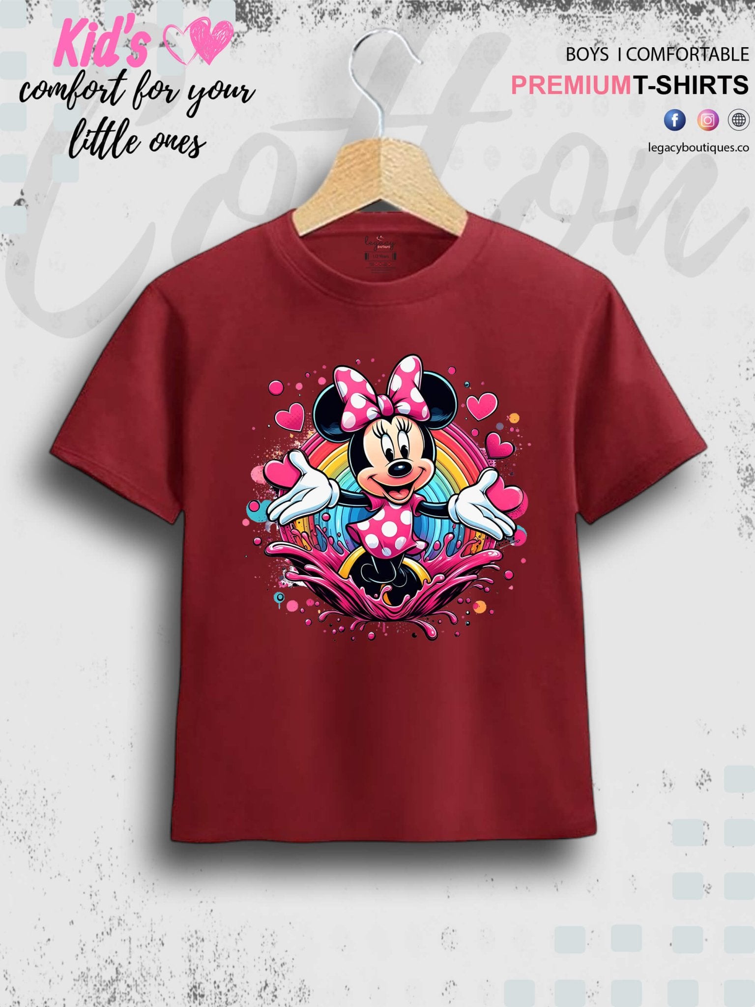 Minnie Mouse Printed Premium Quality T-Shirt For Baby Girls In Cheapest Price Only In BD Legacy Boutiques Legacy Boutiques