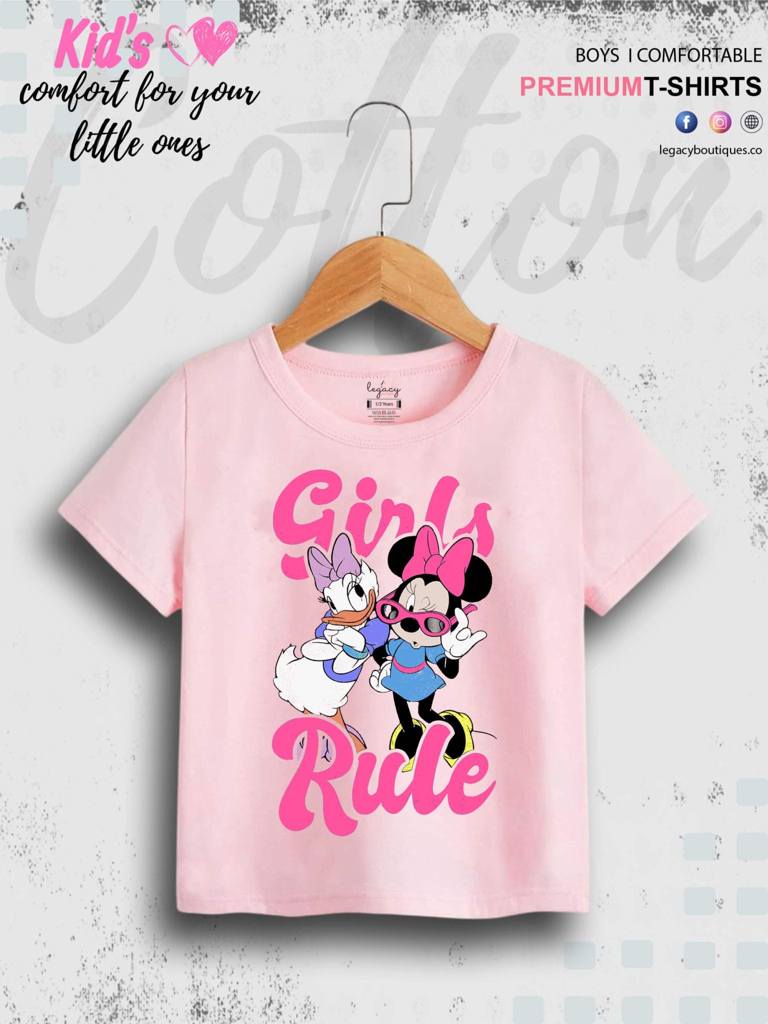 Minnies Girls Rule Printed Casual T-Shirt For Kids Girls In Lowest Price Only In Dhaka Legacy Boutiques Legacy Boutiques