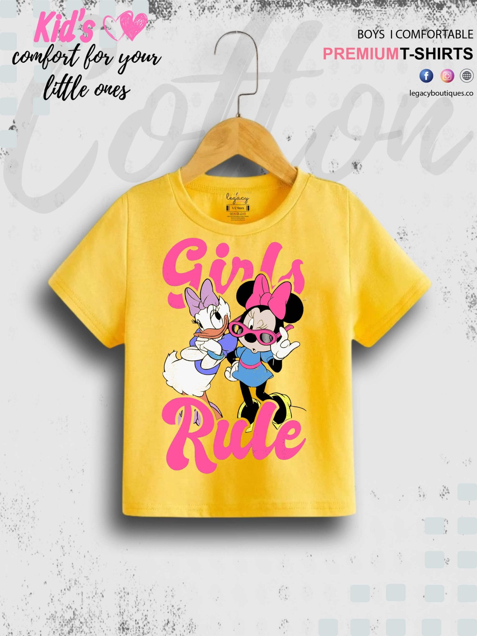 Minnies Girls Rule Printed Casual T-Shirt For Kids Girls In Lowest Price Only In Dhaka Legacy Boutiques Legacy Boutiques