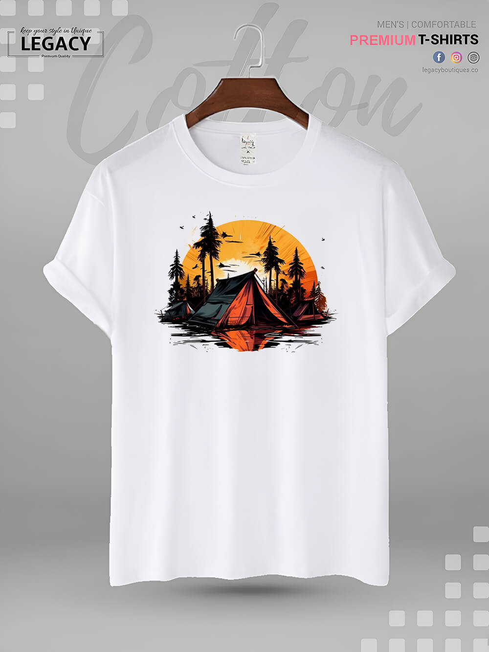 Mountain Campfire Camping Print High Quality Men&
