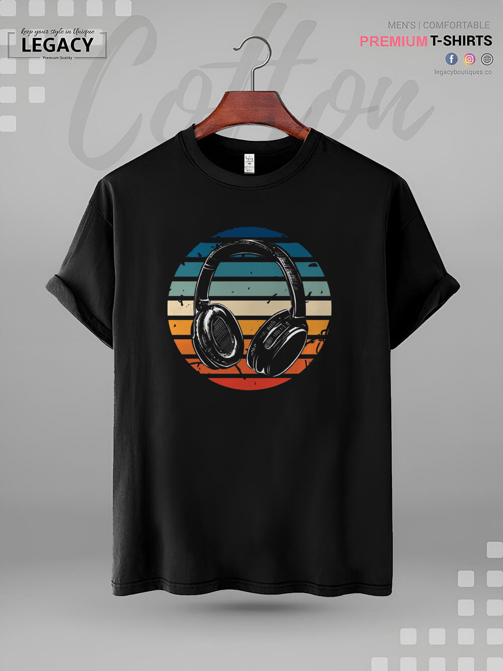 Music Is Life Graphic Print High Quality Men&