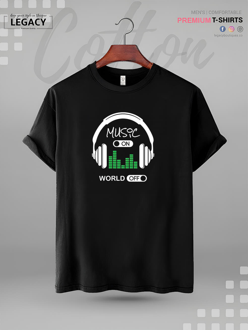 Music On World Off Good Quality Mens Tshirt In Lowest Price In BD Legacy Boutiques Legacy Boutiques