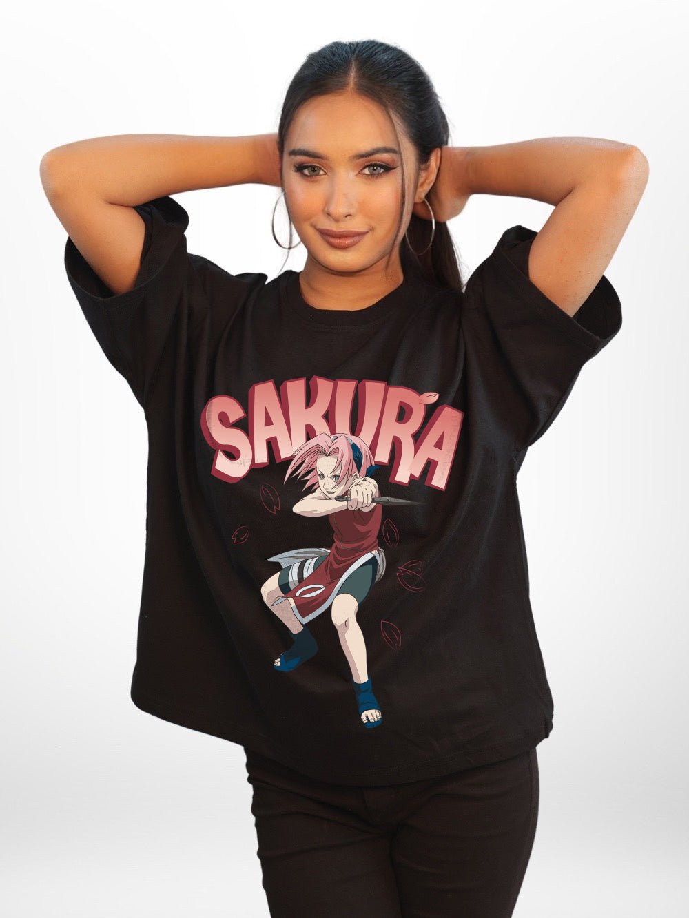 NARUTO: SAKURA Graphic Printed Womens Drop Shoulder T-shirt Legacy Boutiques Dhaka Legacy Boutiques Legacy Boutiques