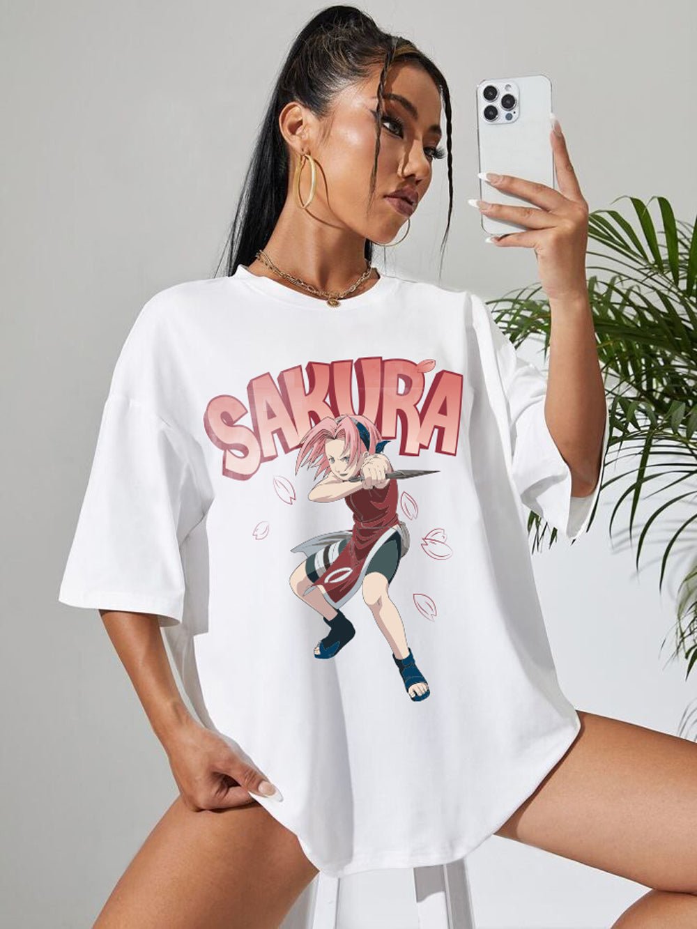NARUTO: SAKURA Graphic Printed Womens Drop Shoulder T-shirt Legacy Boutiques Dhaka Legacy Boutiques Legacy Boutiques