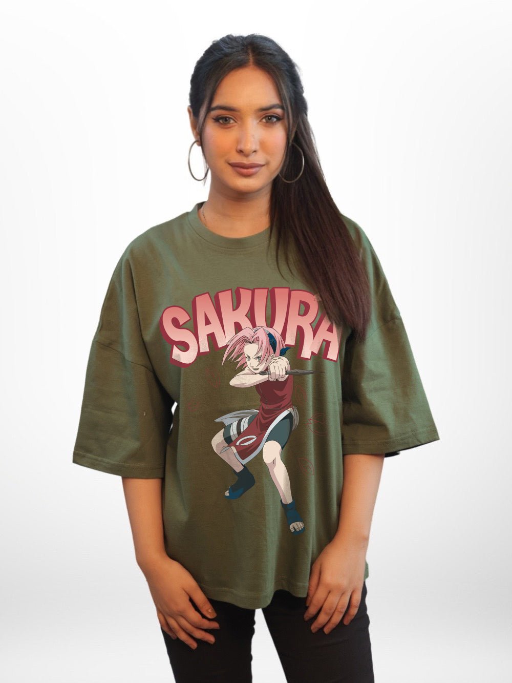 NARUTO: SAKURA Graphic Printed Womens Drop Shoulder T-shirt Legacy Boutiques Dhaka Legacy Boutiques Legacy Boutiques