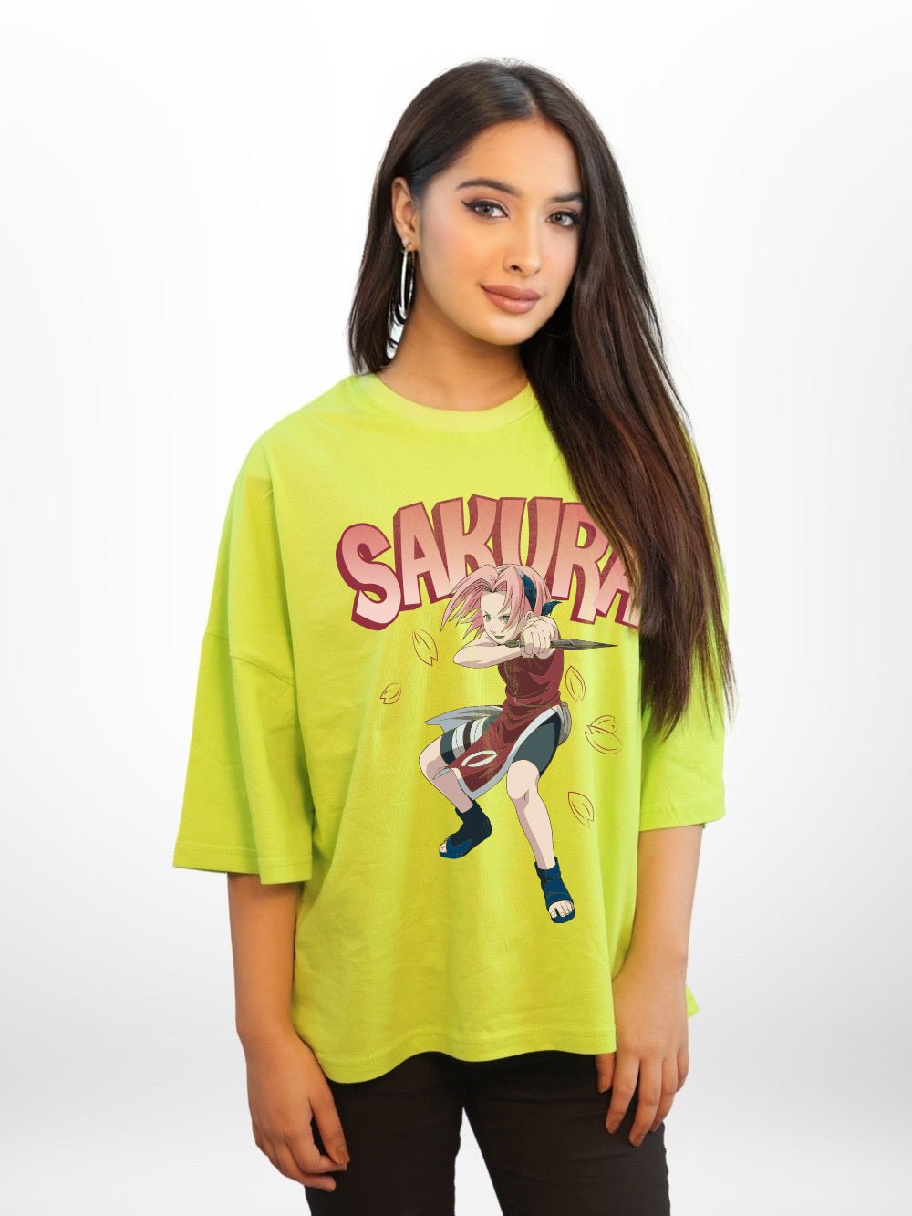 NARUTO: SAKURA Graphic Printed Womens Drop Shoulder T-shirt Legacy Boutiques Dhaka Legacy Boutiques Legacy Boutiques