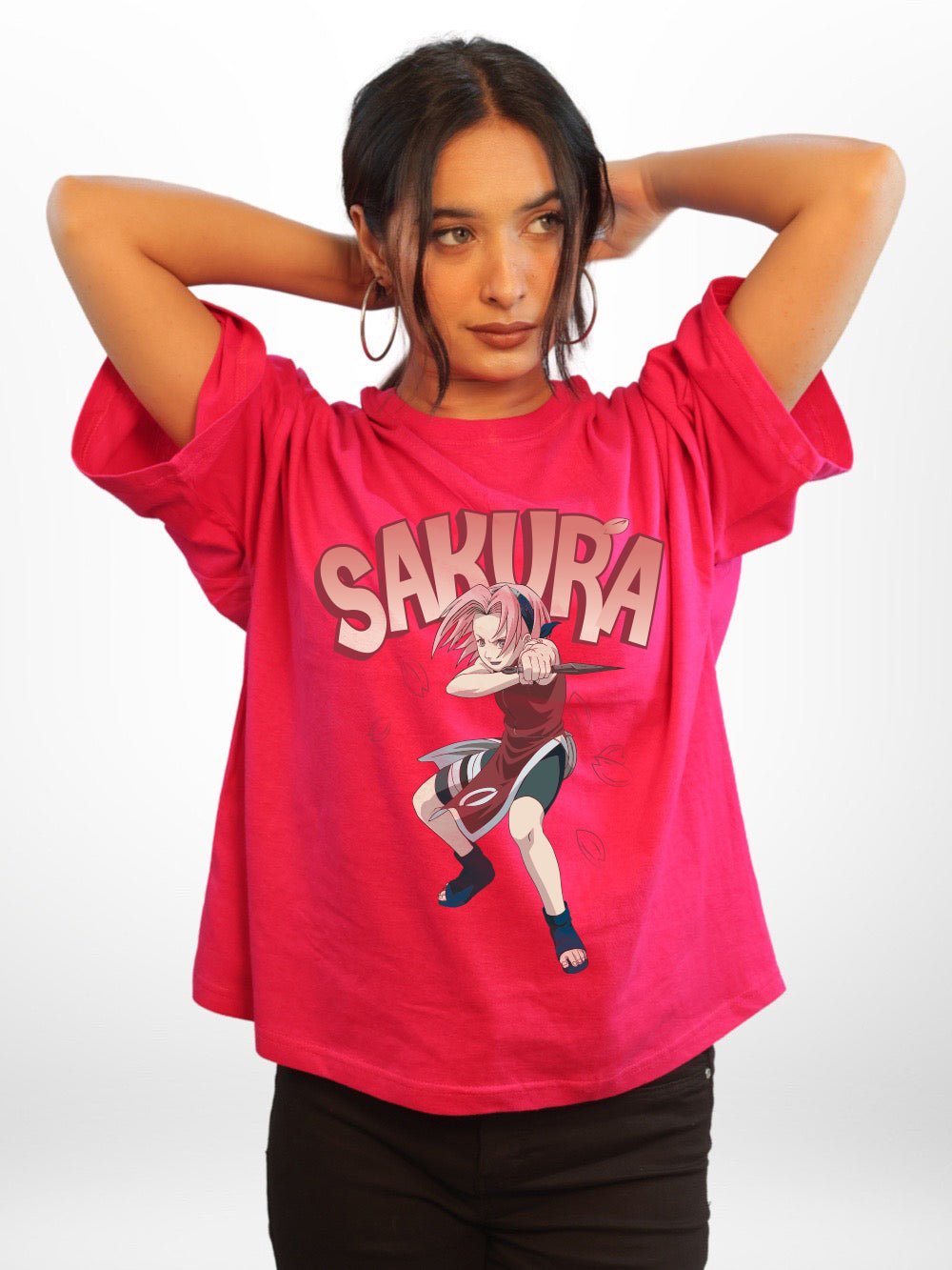 NARUTO: SAKURA Graphic Printed Womens Drop Shoulder T-shirt Legacy Boutiques Dhaka Legacy Boutiques Legacy Boutiques