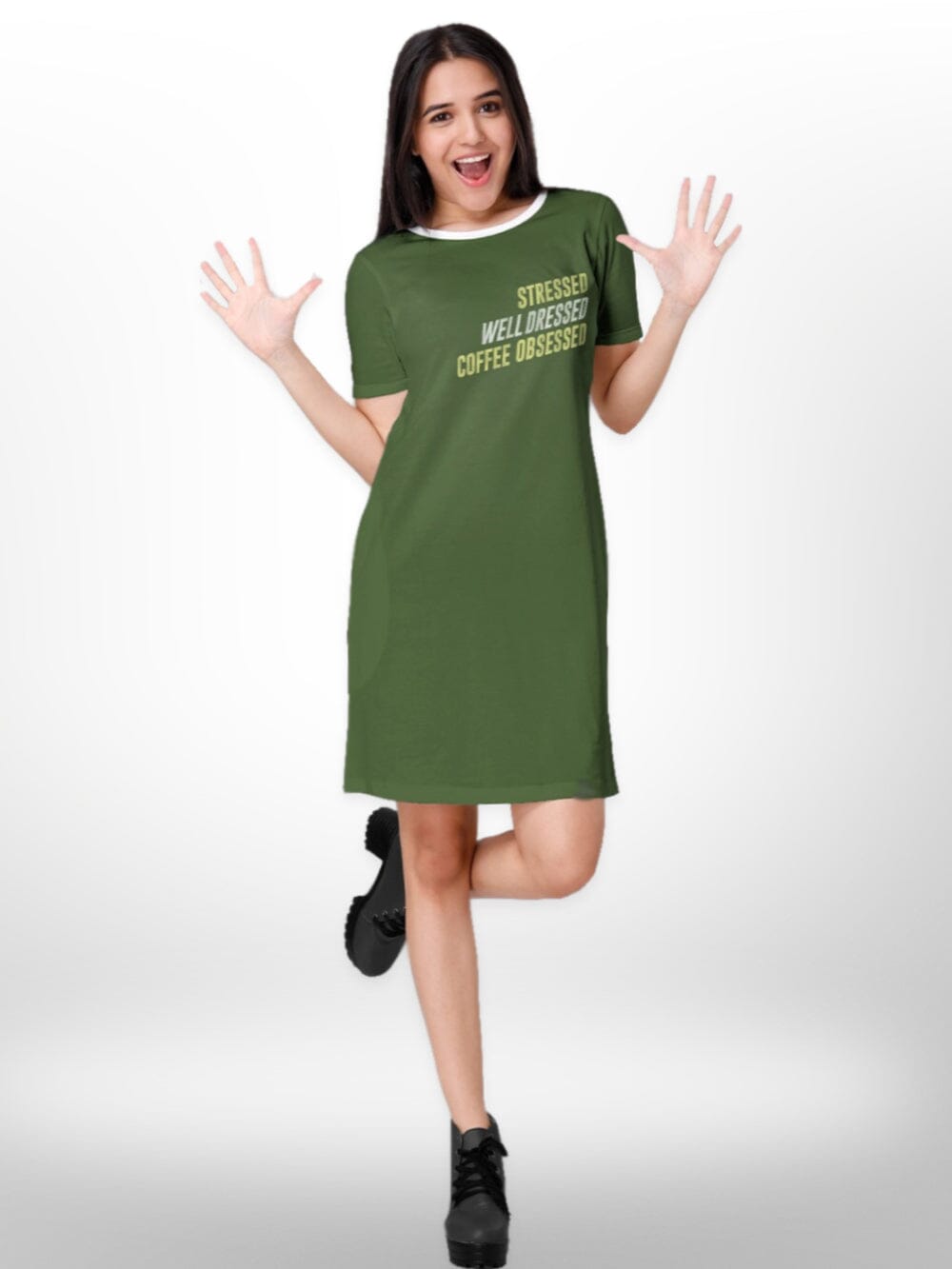 Olive Printed Fashionable Womens Long T-shirt Legacy Boutiques Legacy Boutiques