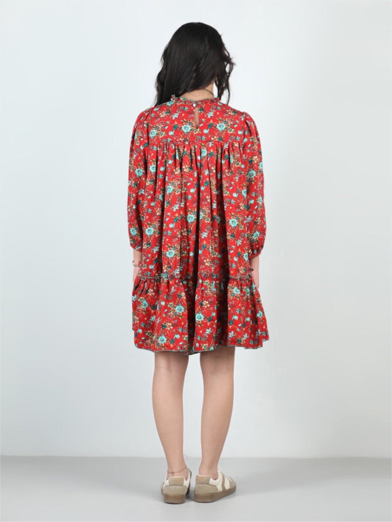 Petal Path Long Sleeve High - Low Dress - White Wildflower Design Legacy Boutiques Legacy Boutiques