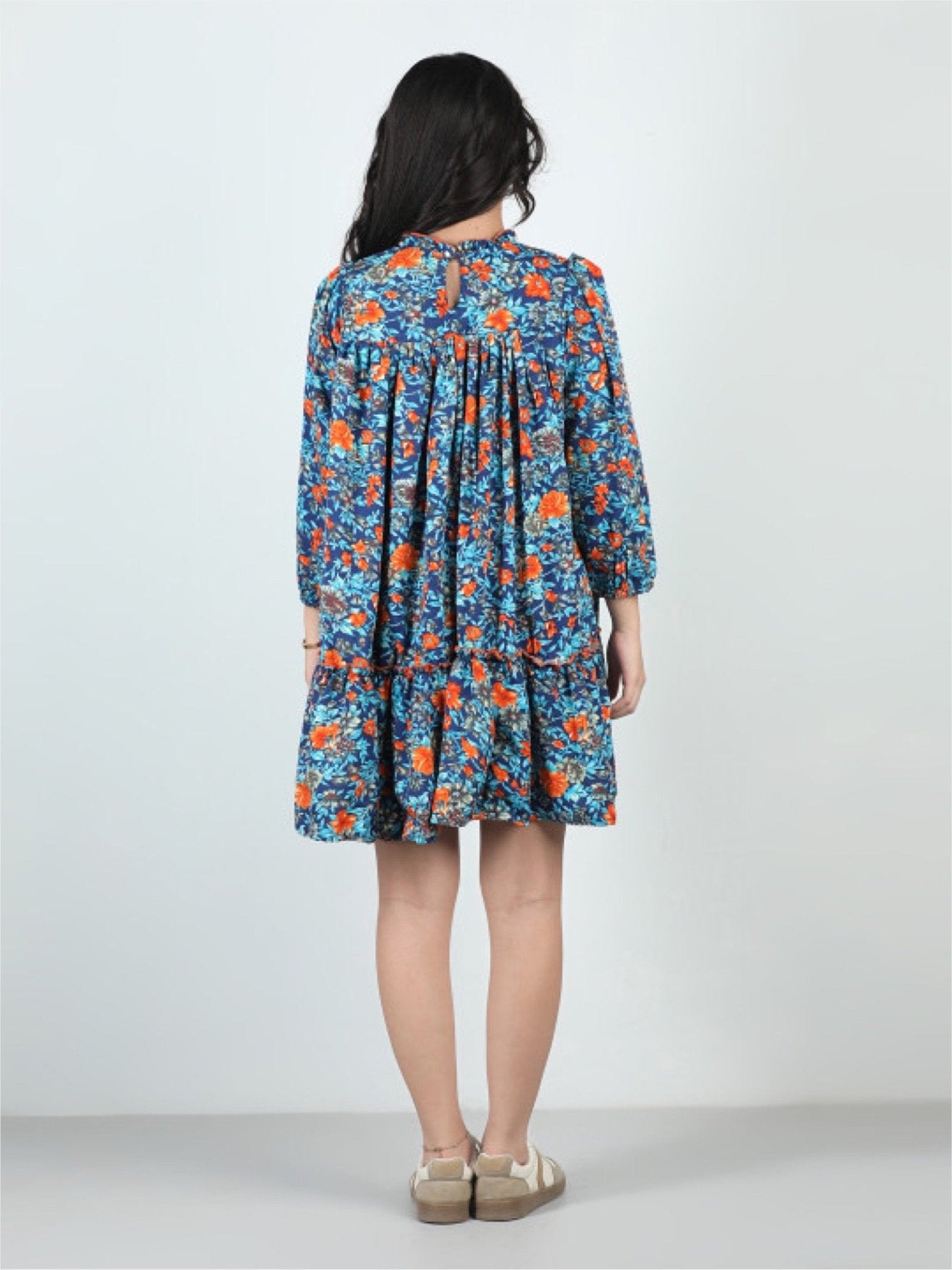 Petal Path Long Sleeve High - Low Dress - White Wildflower Design Legacy Boutiques Legacy Boutiques