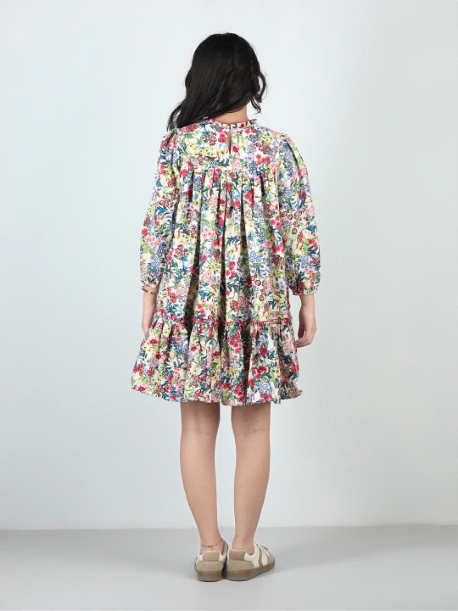 Petal Path Long Sleeve High - Low Dress - White Wildflower Design Legacy Boutiques Legacy Boutiques