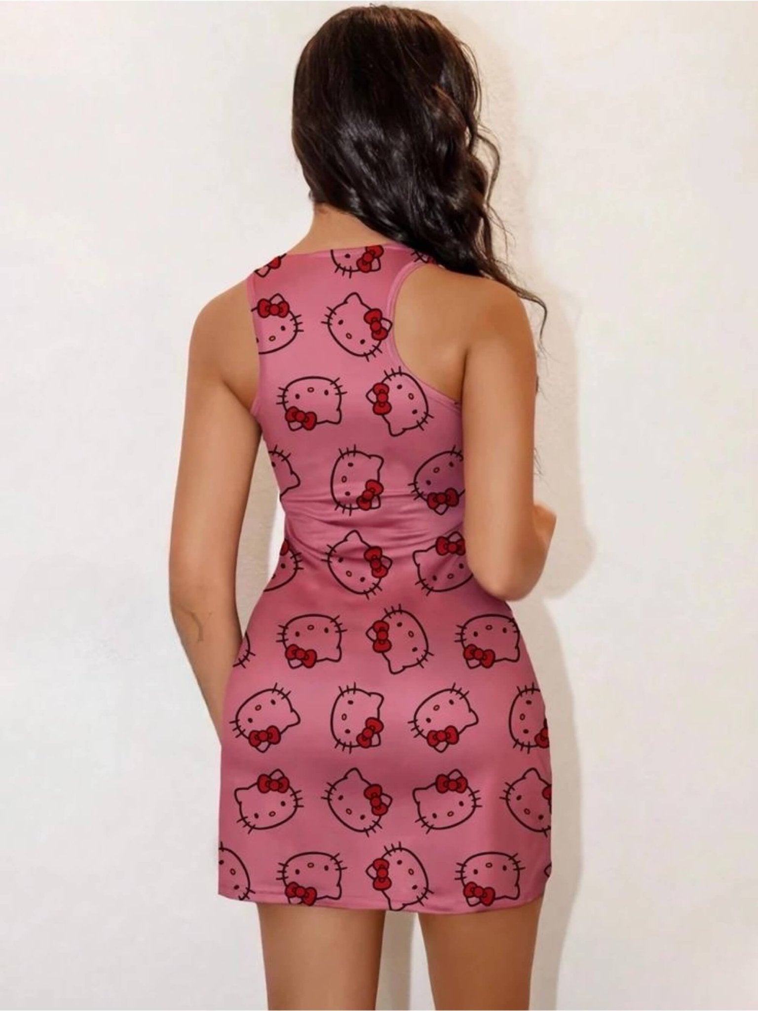 Pink Character Head Print Bodycon Tank Dress - Bow Design π Legacy Boutiques Legacy Boutiques
