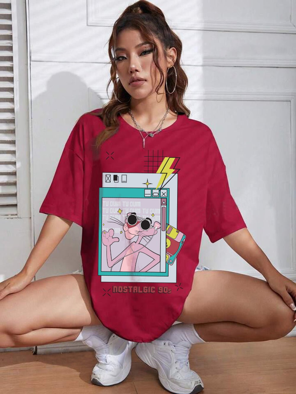 PINK PANTHER Graphic Printed Womens Drop Shoulder T-shirt Legacy Boutiques Dhaka Legacy Boutiques Legacy Boutiques