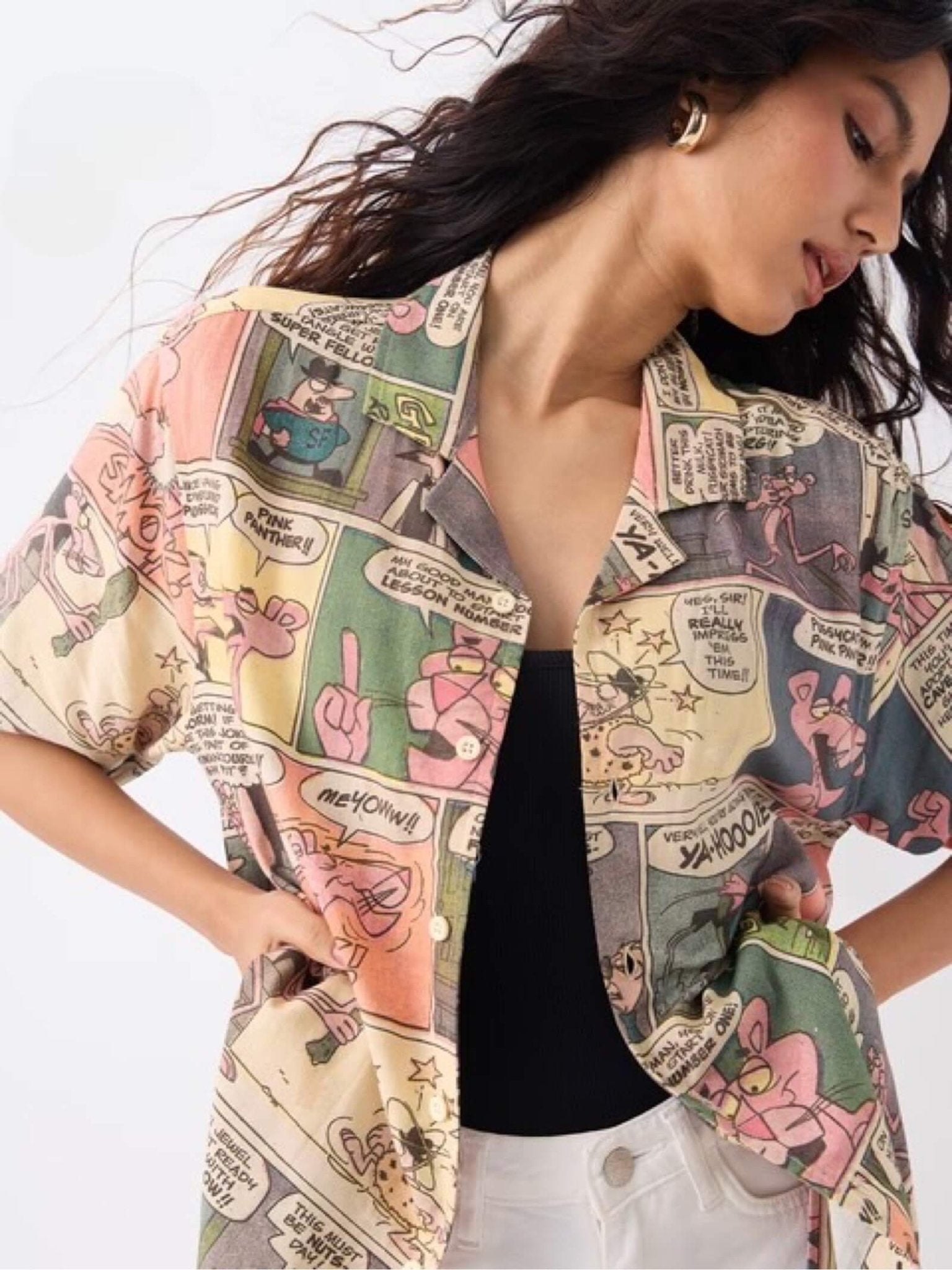 Pink Panther Graphic Streetwear Shirt - Boxy Short Sleeve Shirt Legacy Boutiques Legacy Boutiques