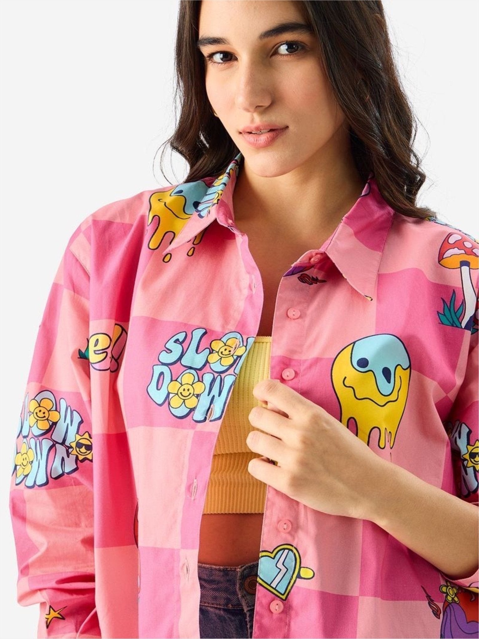 Pink Psychedelic Checker Oversized Button - Down Shirt – Trippy Streetwear Legacy Boutiques Legacy Boutiques