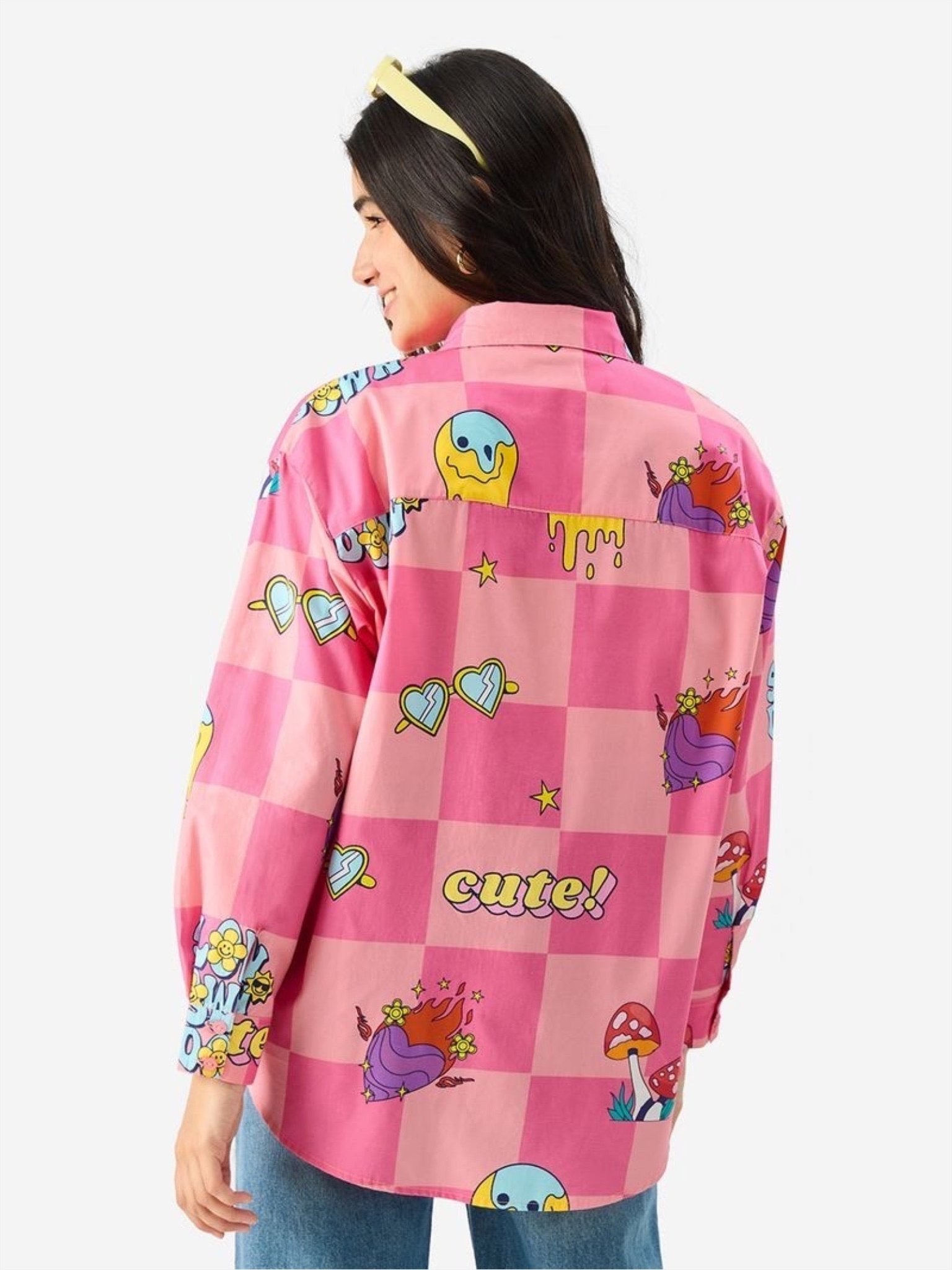 Pink Psychedelic Checker Oversized Button - Down Shirt – Trippy Streetwear Legacy Boutiques Legacy Boutiques
