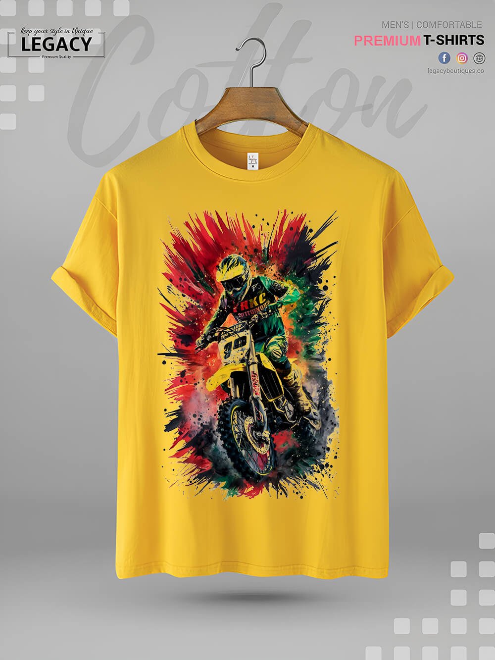 Pop Art Motocross Rider Print Good Quality Men&