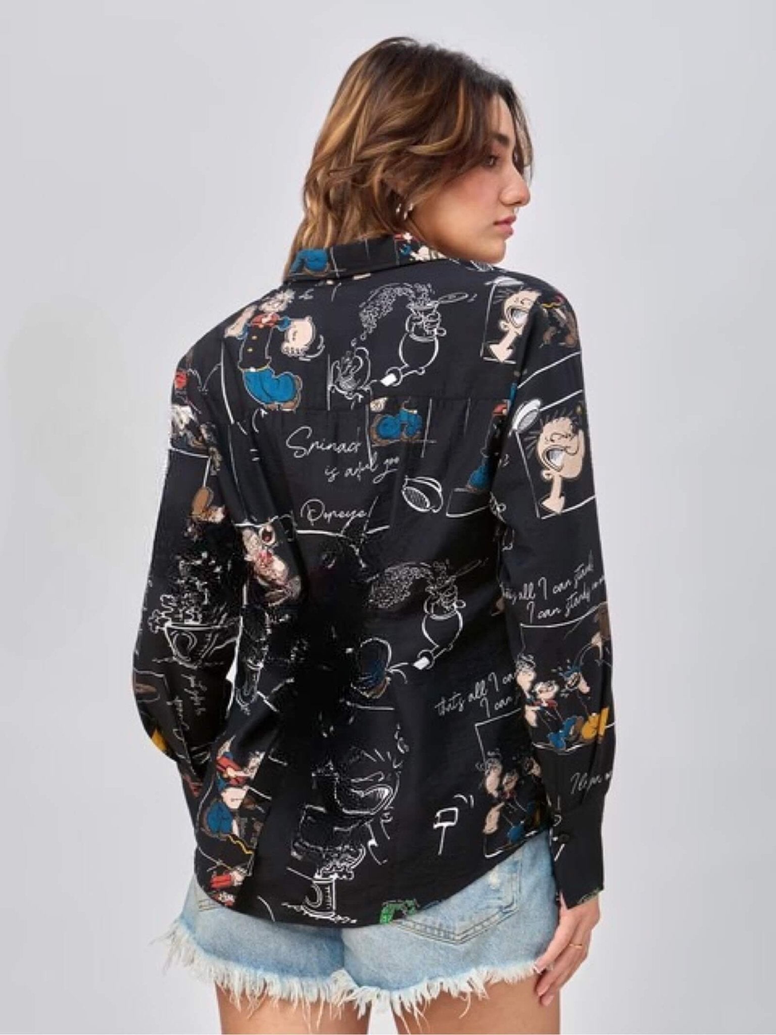 Popeye the Sailor Classic Graphic Oversized Shirt - Black Legacy Boutiques Legacy Boutiques