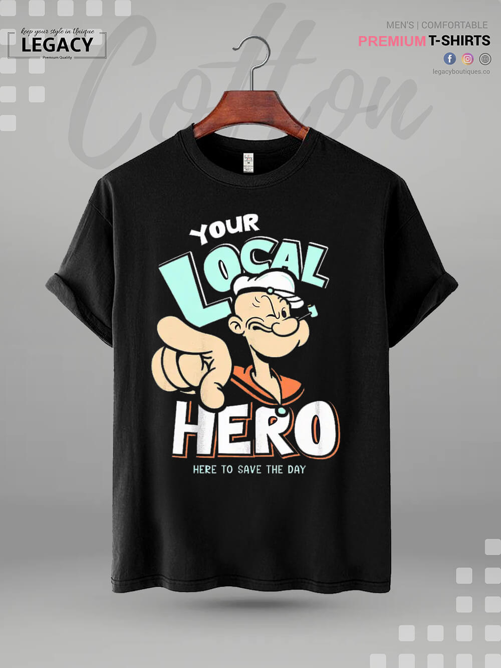 Popeye Your Local Hero Here To Save The Day Print Men&