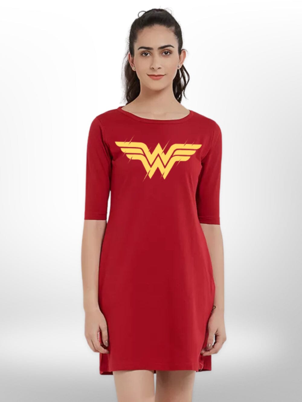 POWER RANGER PRINTED THREE QUARTER SLEEVE SIDE POCKET T - SHIRT FOR WOMEN&