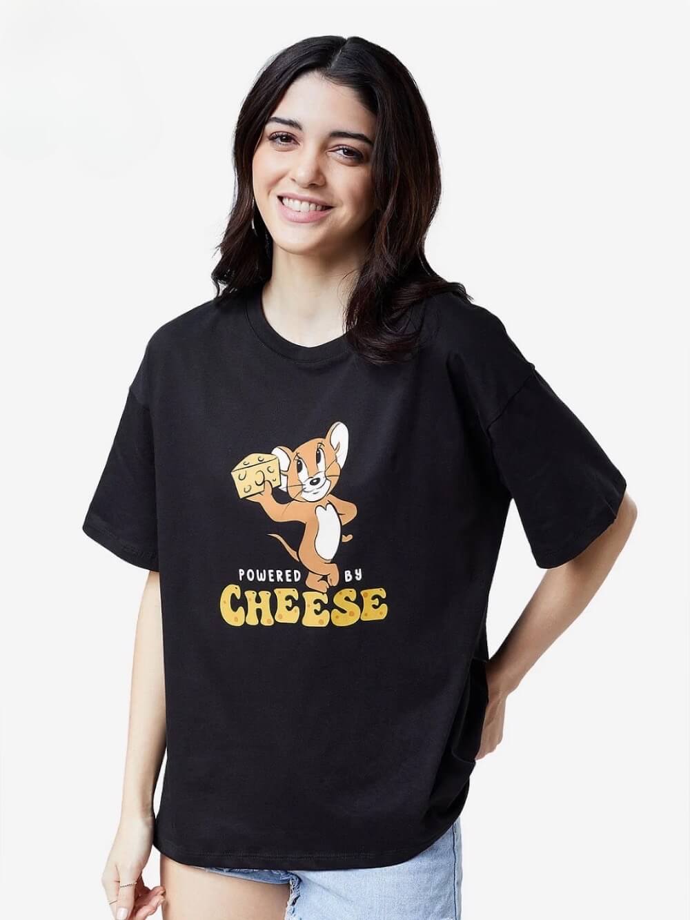 Powered Jerry By Cheese Printed Womens Drop Shoulder T shirt Legacy Boutiques Dhaka Legacy Boutiques Legacy Boutiques