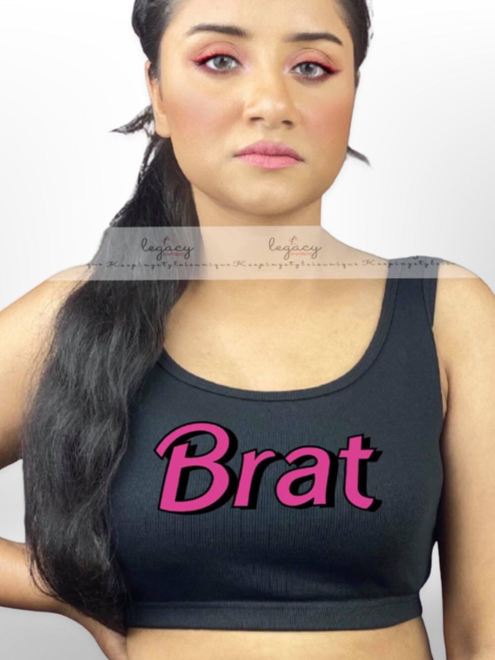 Printed Brat Ladies Gym Sport Bra Black Legacy Boutiques Legacy Boutiques