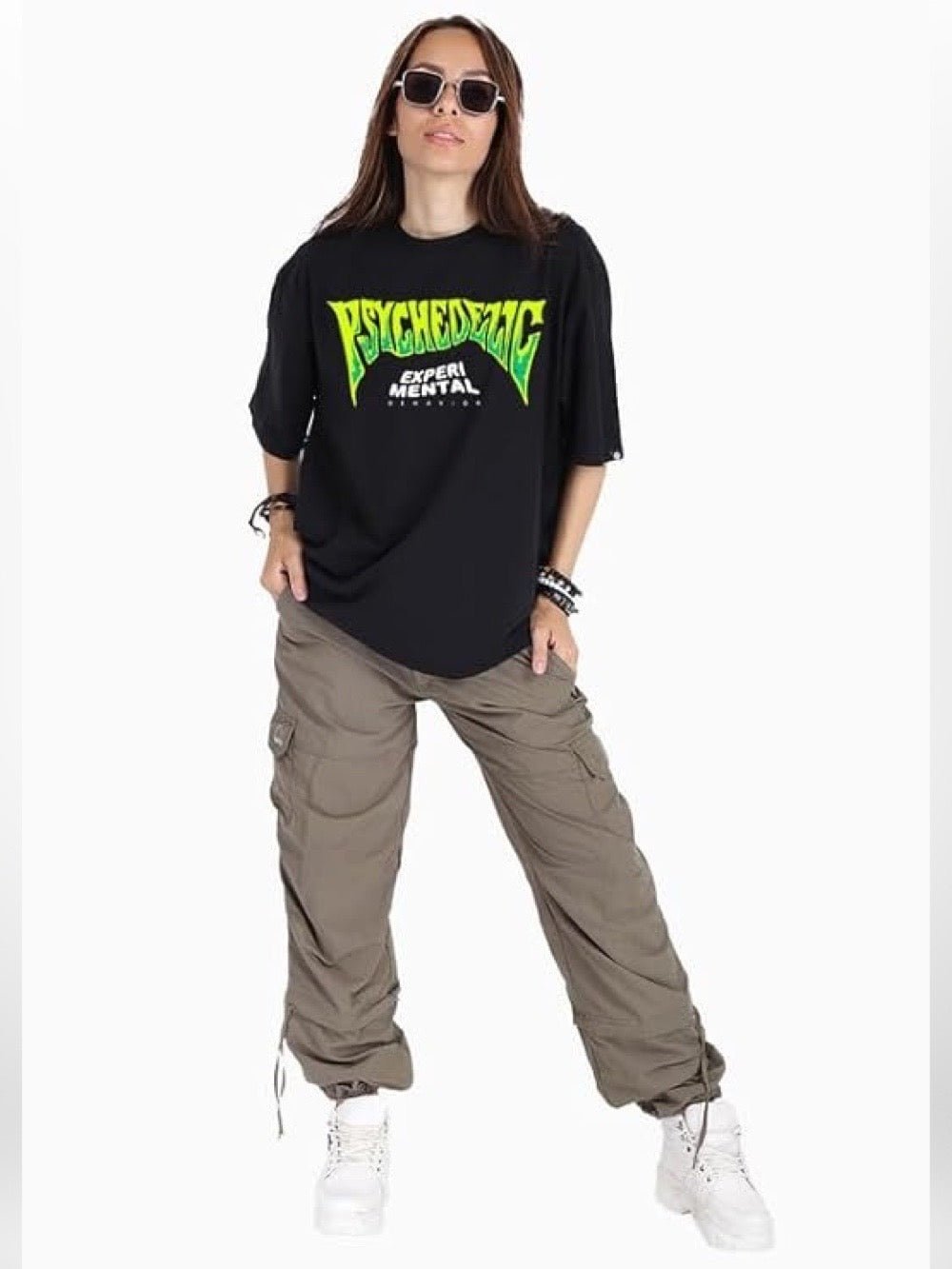 Psychedelic: EXPERIMENTAL BEHAVIOR Graphic Printed Womens Drop Shoulder T-shirt Legacy Boutiques Dhaka Legacy Boutiques Legacy Boutiques