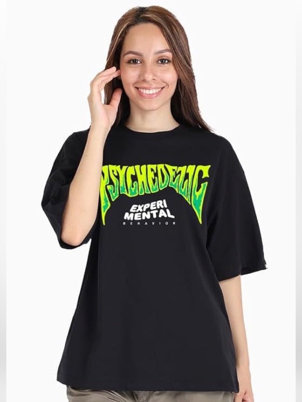 Psychedelic: EXPERIMENTAL BEHAVIOR Graphic Printed Womens Drop Shoulder T-shirt Legacy Boutiques Dhaka Legacy Boutiques Legacy Boutiques