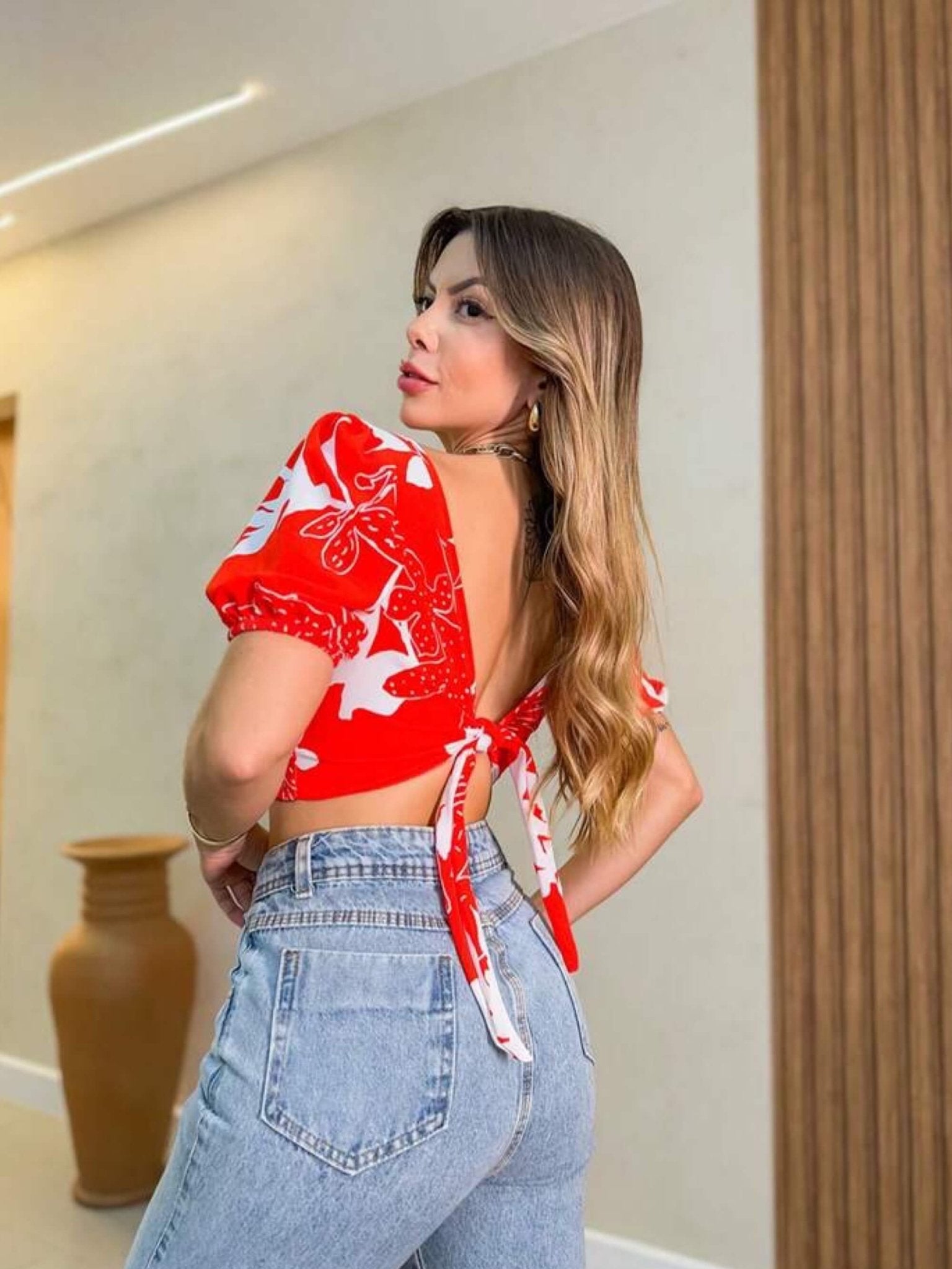 Puff Sleeve Abstract Floral Print Blouse Legacy Boutiques Legacy Boutiques
