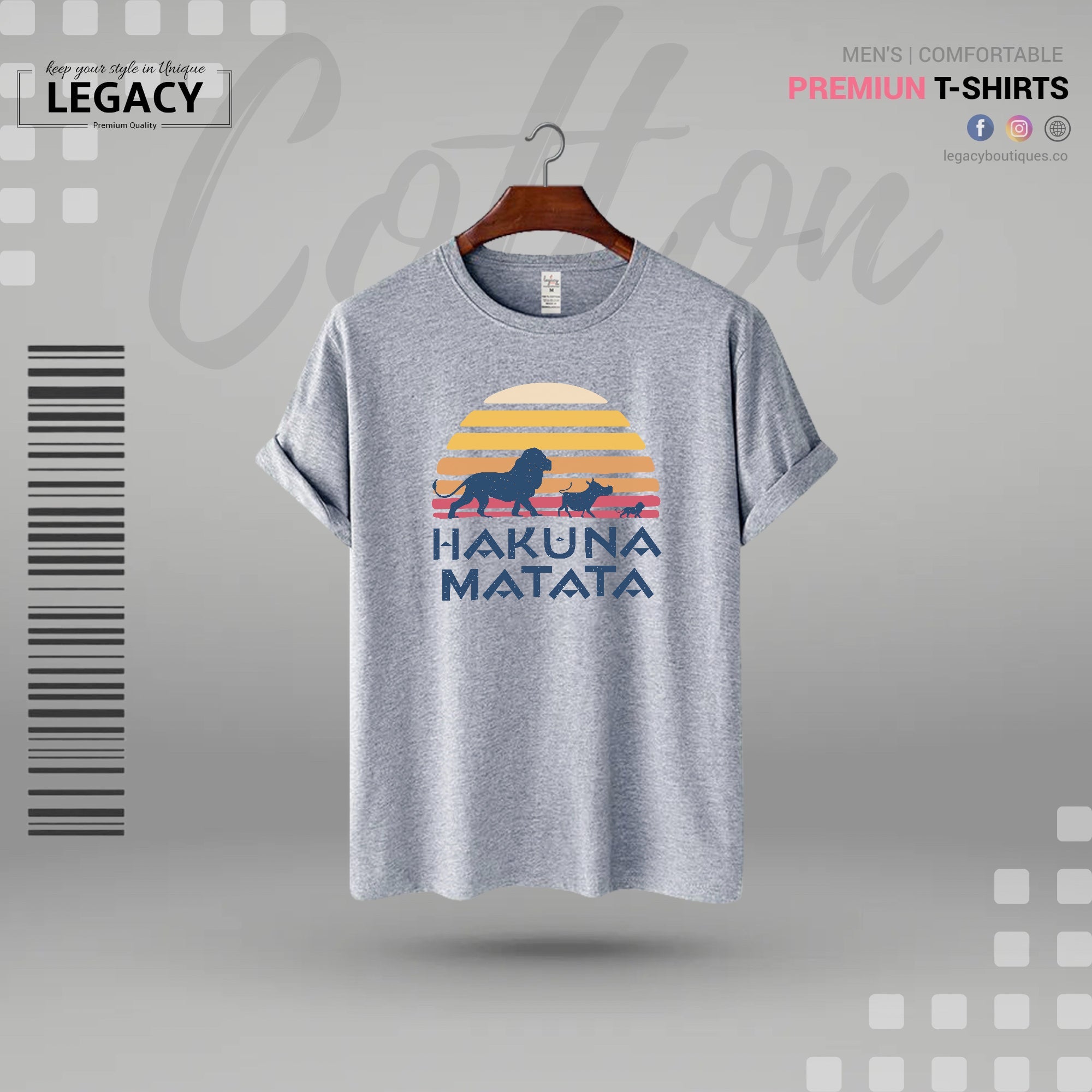 Quooco Half Sleeves lycra stretchable White front Hakuna Matata printed T-Shirt for Men Legacy Boutiques Legacy Boutiques