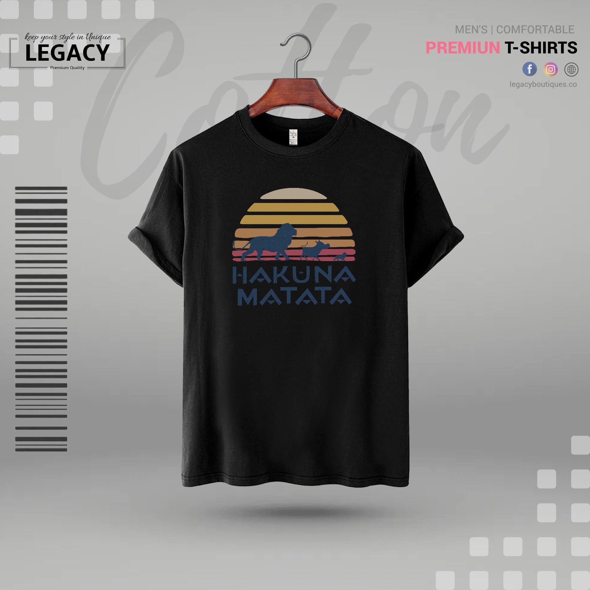 Quooco Half Sleeves lycra stretchable White front Hakuna Matata printed T-Shirt for Men Legacy Boutiques Legacy Boutiques