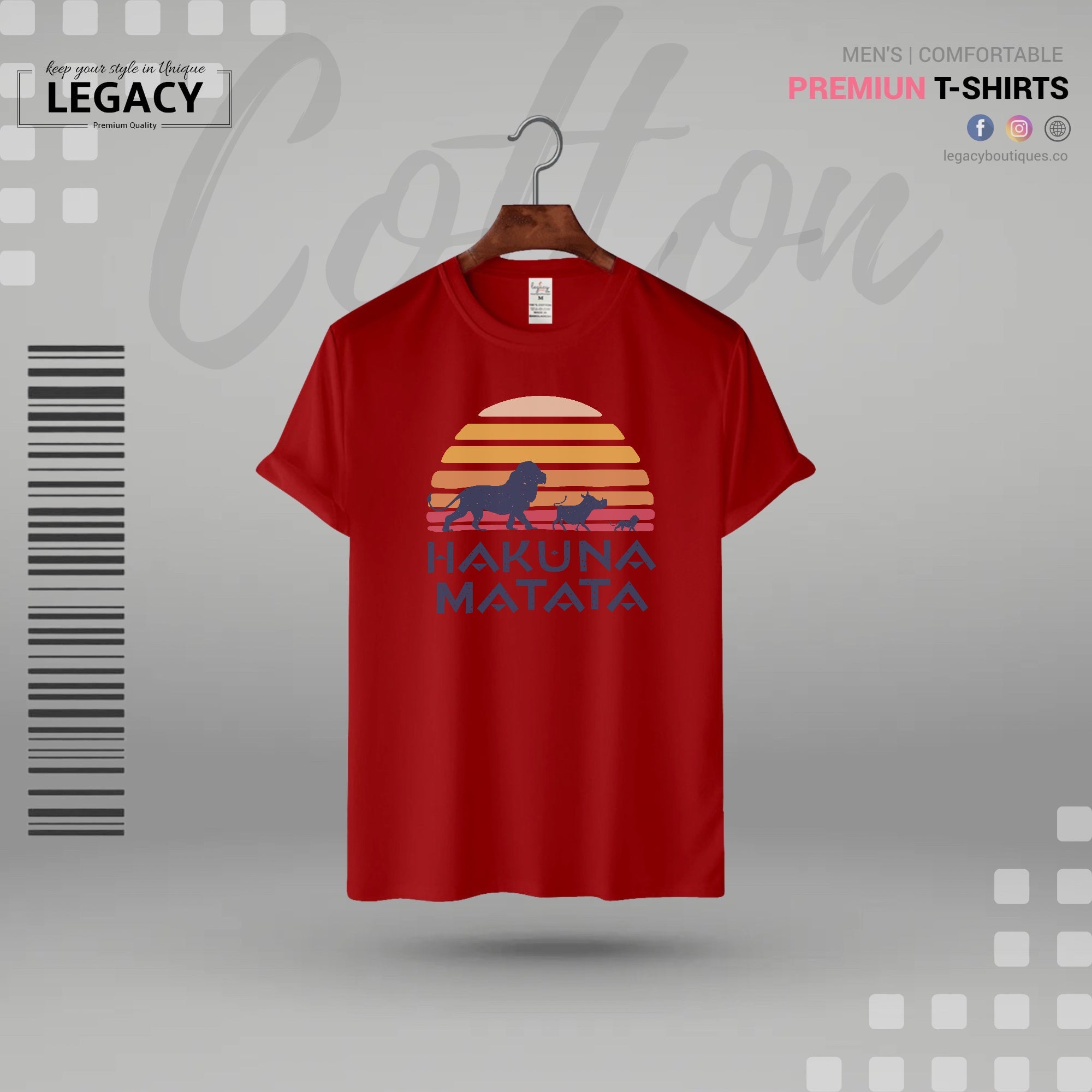 Quooco Half Sleeves lycra stretchable White front Hakuna Matata printed T-Shirt for Men Legacy Boutiques Legacy Boutiques