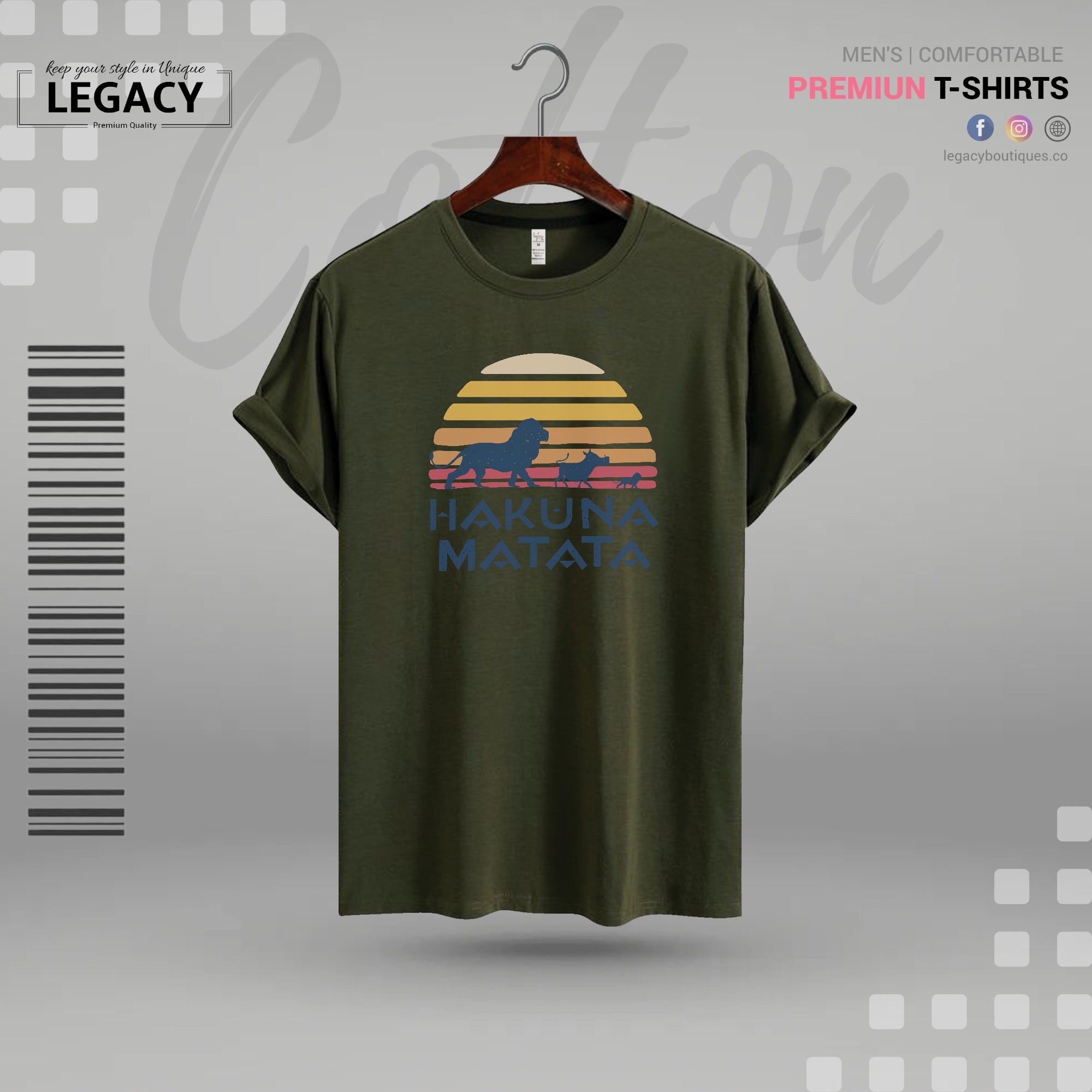 Quooco Half Sleeves lycra stretchable White front Hakuna Matata printed T-Shirt for Men Legacy Boutiques Legacy Boutiques