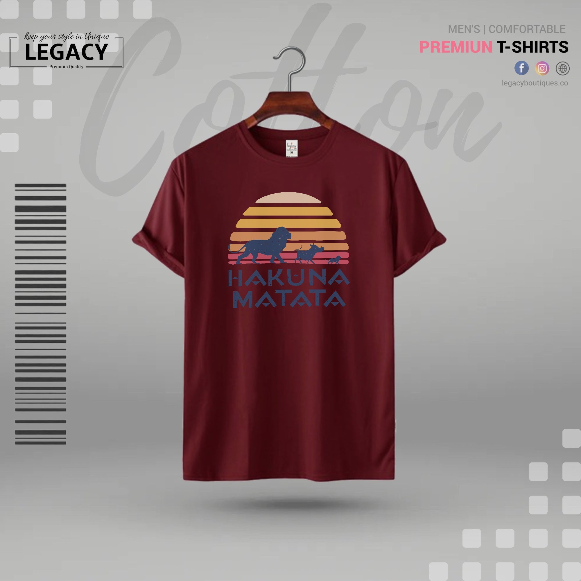 Quooco Half Sleeves lycra stretchable White front Hakuna Matata printed T-Shirt for Men Legacy Boutiques Legacy Boutiques