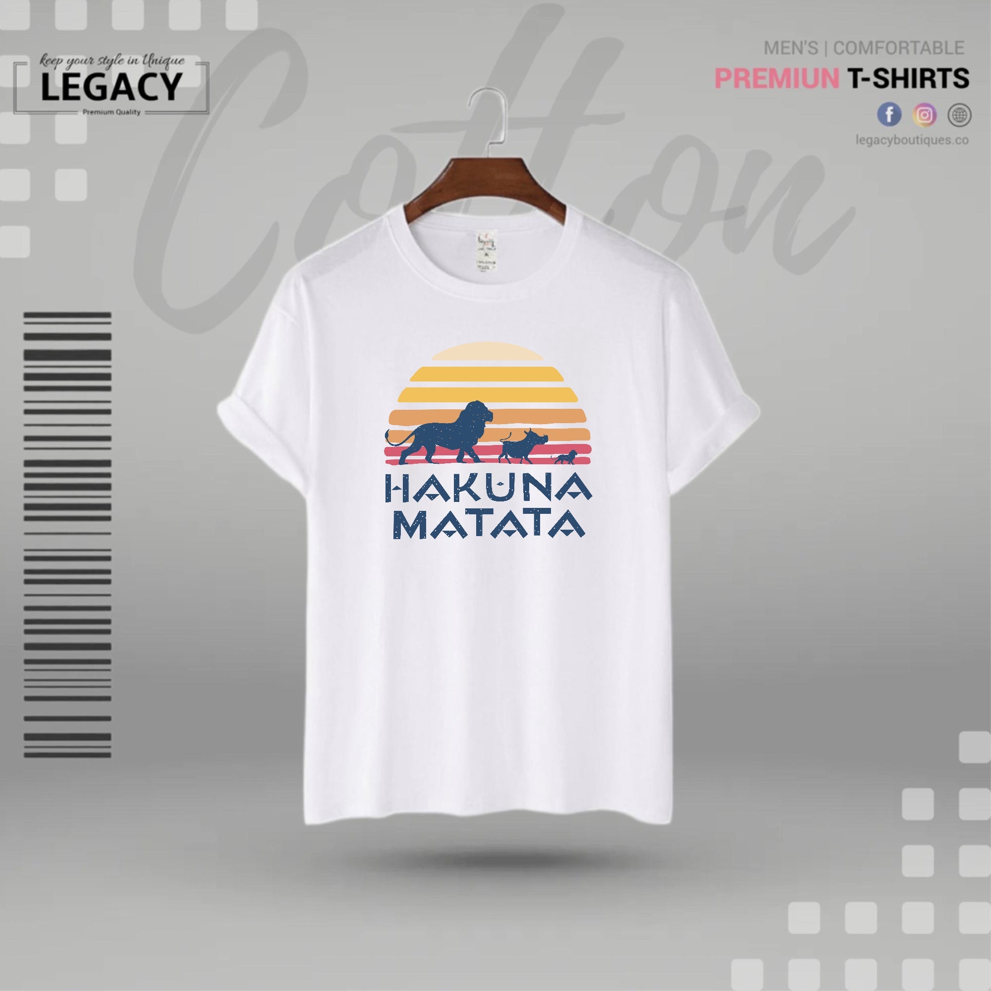 Quooco Half Sleeves lycra stretchable White front Hakuna Matata printed T-Shirt for Men Legacy Boutiques Legacy Boutiques