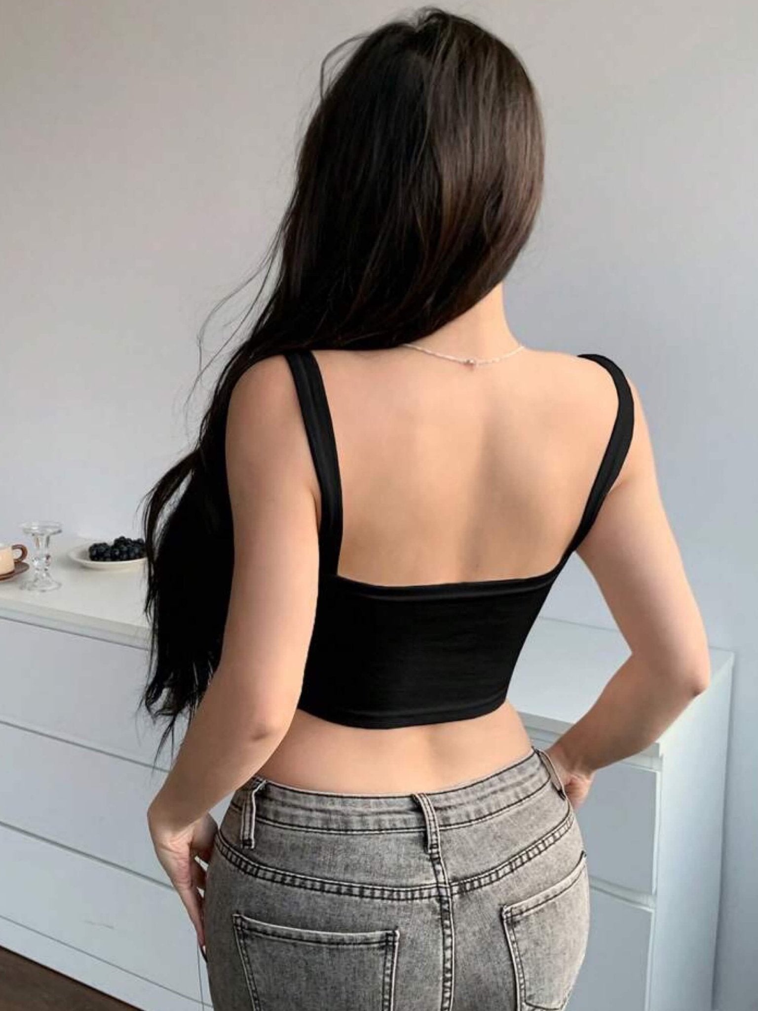 Sexy ribbed sleevless crop top deep neck Legacy Boutiques Legacy Boutiques