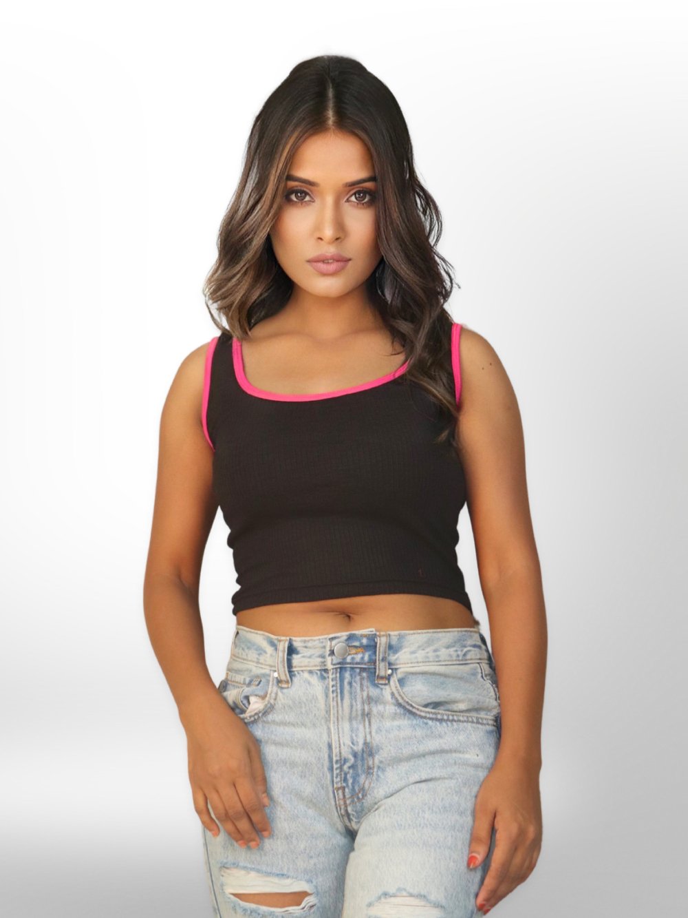 Shape Rib Scoop Neck Contrast Crop Top Legacy Boutiques Legacy Boutiques