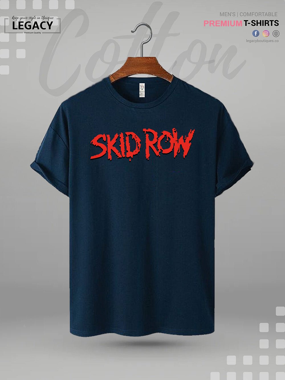 Skid Row Red Logo Black Printed Men&