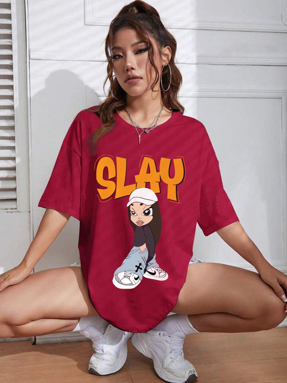 SLAY Printed Womens Drop Shoulder T-shirt Legacy Boutiques Bangladesh Legacy Boutiques Legacy Boutiques