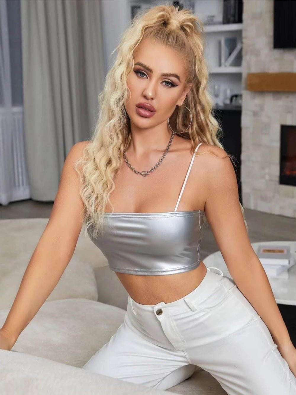 Solid Metallic Cami Crop Top Legacy Boutiques Legacy Boutiques