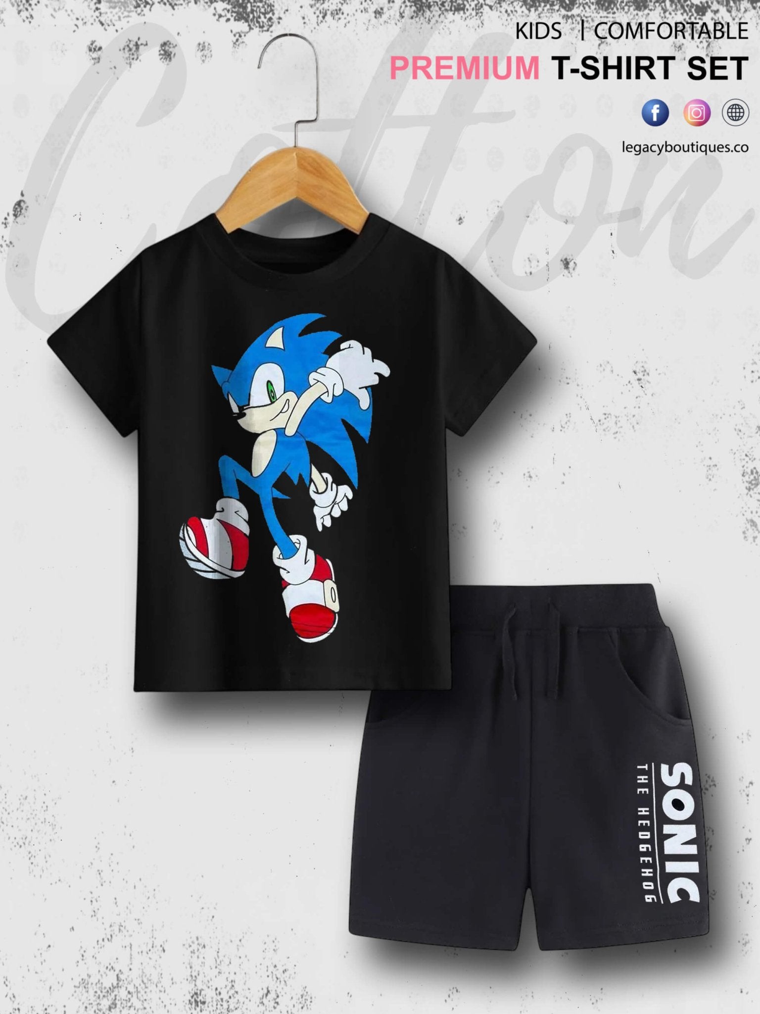 Sonic The Hedgehog Print 6 Month To 6 Year Summer Time Baby & Kids Super Comfy T-shirt Set Legacy Boutiques Legacy Boutiques
