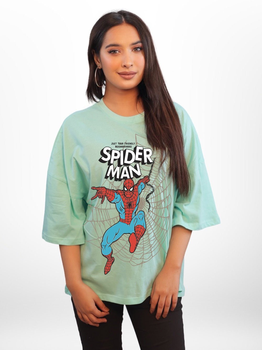 SPIDER - MAN: JUST YOUR FRIENDLY NEIGHBOURHOOD Graphic Printed Womens Drop Shoulder T-shirt Legacy Boutiques Dhaka Legacy Boutiques Legacy Boutiques
