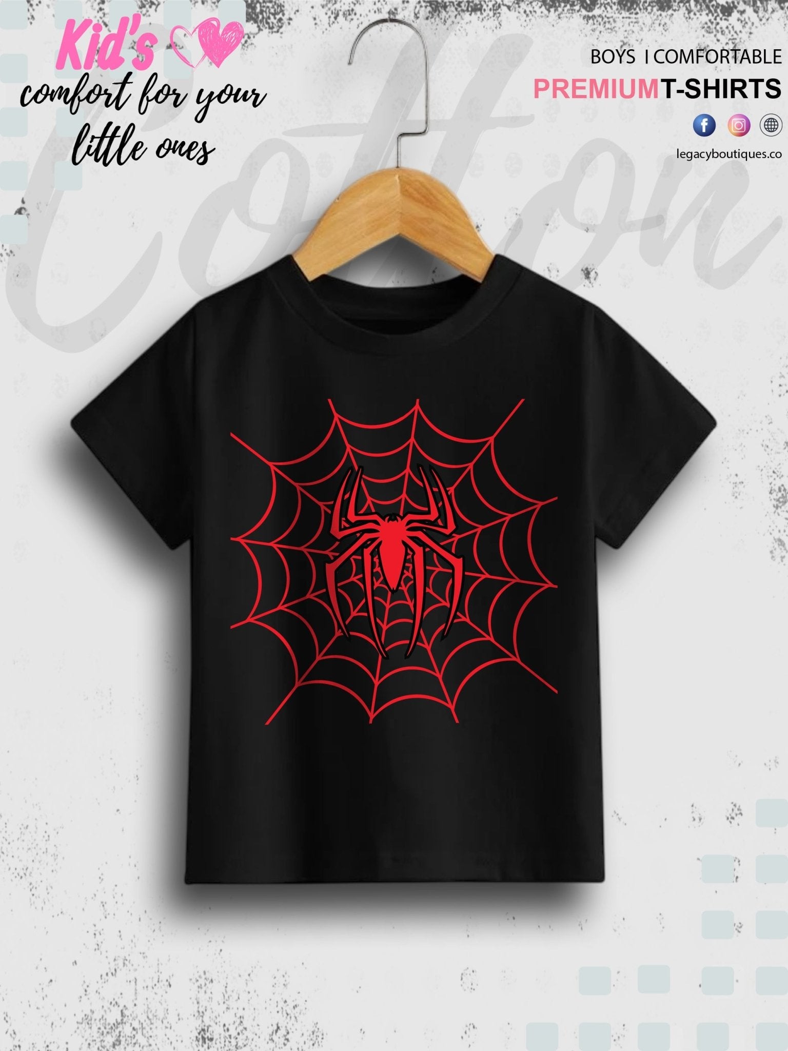 Spider Web Graphic Print Boys & Kids T-Shirt Legacy Boutiques Legacy Boutiques