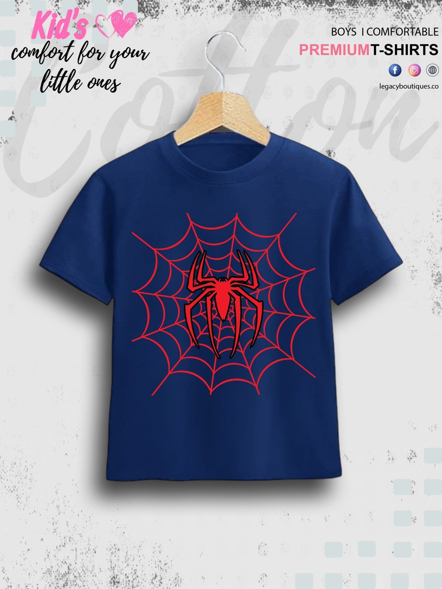 Spider Web Graphic Print Boys & Kids T-Shirt Legacy Boutiques Legacy Boutiques