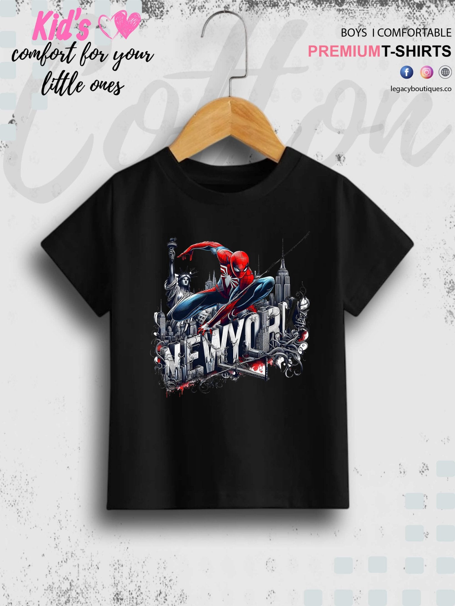 SpiderMan In Newyork Printed Casual 1 To 11 Year Kids Boys Summer Time T-Shirt In Lowest Price Only In Dhaka Legacy Boutiques Legacy Boutiques