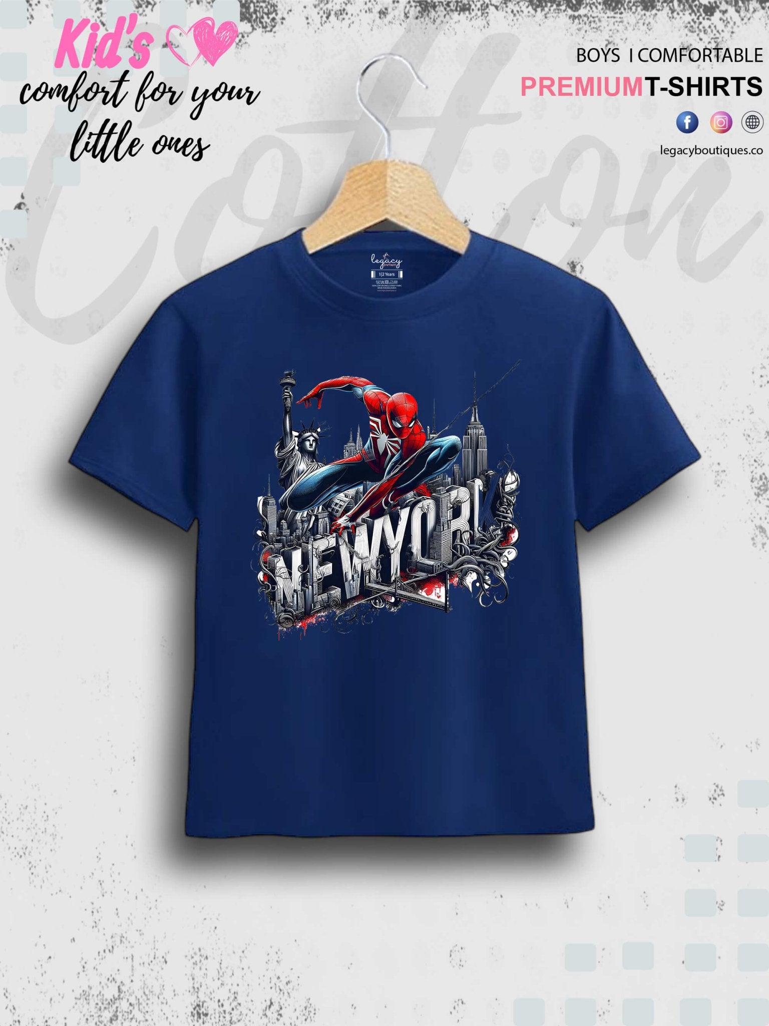 SpiderMan In Newyork Printed Casual 1 To 11 Year Kids Boys Summer Time T-Shirt In Lowest Price Only In Dhaka Legacy Boutiques Legacy Boutiques