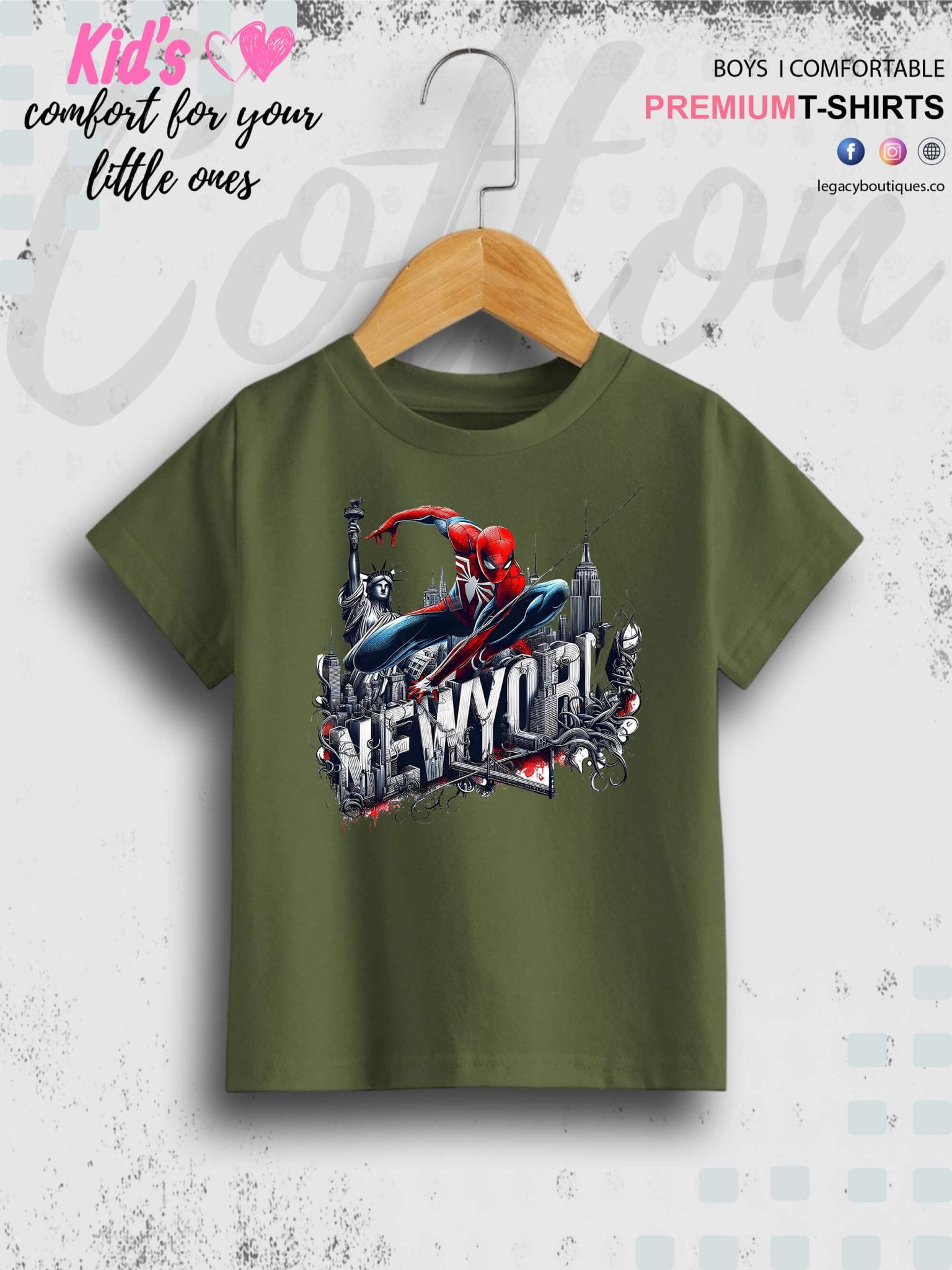 SpiderMan In Newyork Printed Casual 1 To 11 Year Kids Boys Summer Time T-Shirt In Lowest Price Only In Dhaka Legacy Boutiques Legacy Boutiques