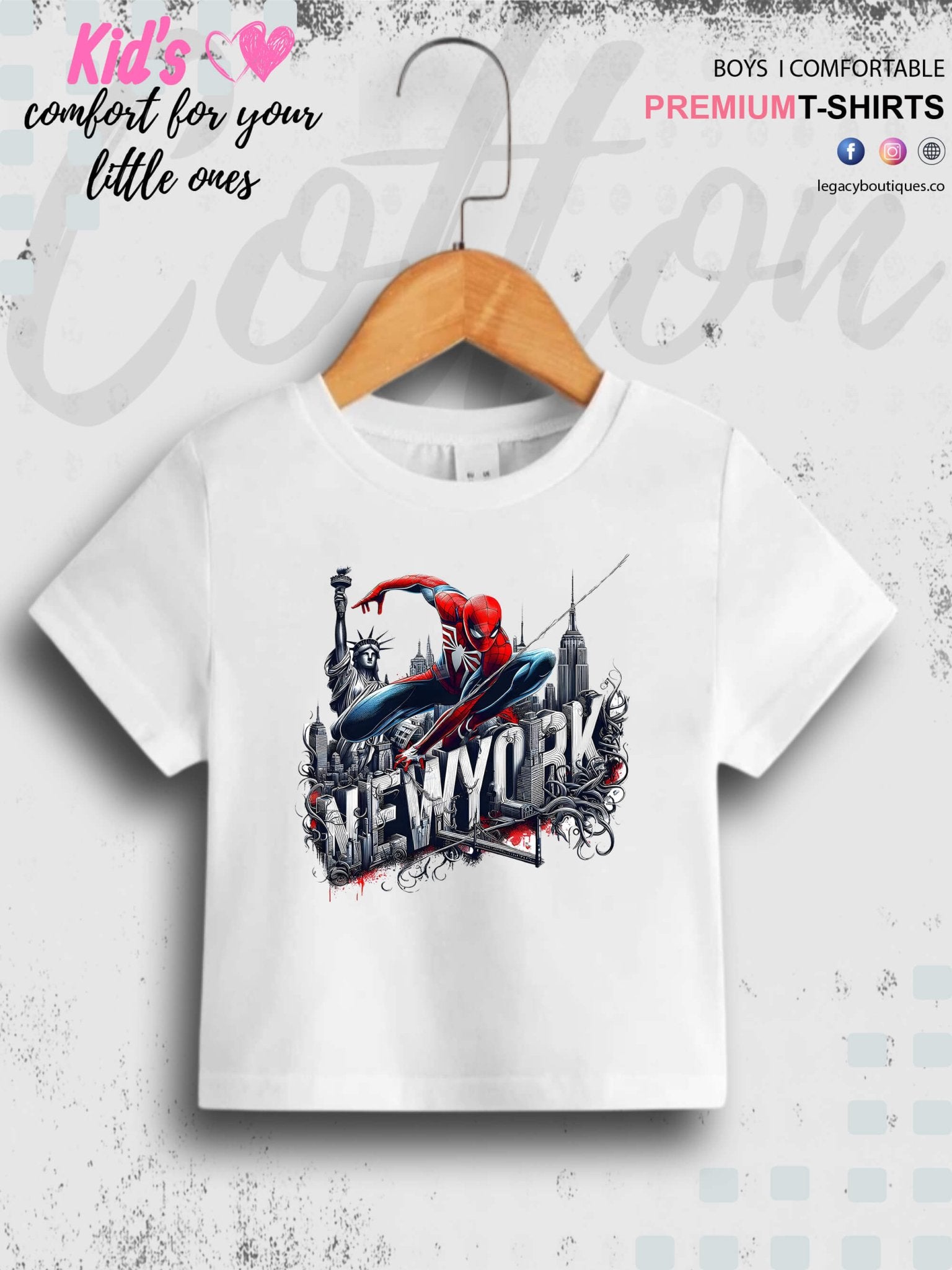 SpiderMan In Newyork Printed Casual 1 To 11 Year Kids Boys Summer Time T-Shirt In Lowest Price Only In Dhaka Legacy Boutiques Legacy Boutiques